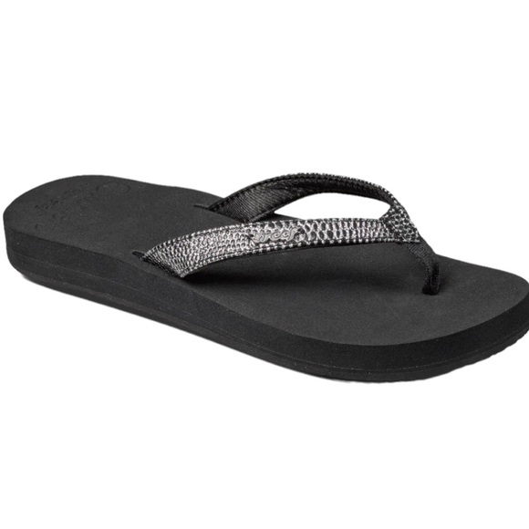 Reef Shoes Reef Star Cushion Sassy Sandals Black Silver Size 9